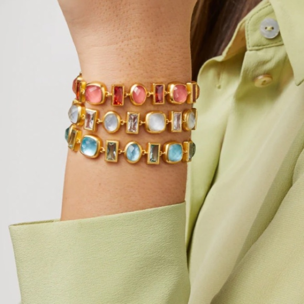 JULIE VOS® Antonia Tennis Bracelet Iridescent & Clear Bahamian Blue Stones - Picture 8 of 12